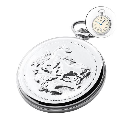 Pocket Watch Molnija 3602 Small Russian Analog Watch Horses Crystal Horses Sand