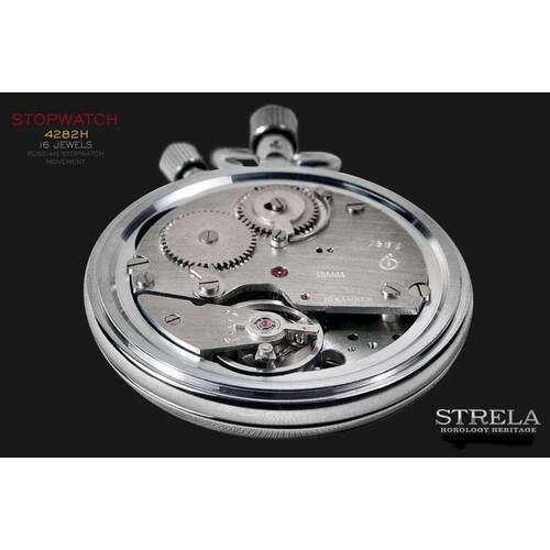 Strela Stopwatch ST55SW Mechanical Black Timekeeper 2 Crowns Tachymeter