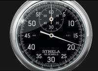 Strela Stopwatch ST55SW Mechanical Black Timekeeper 2 Crowns Tachymeter