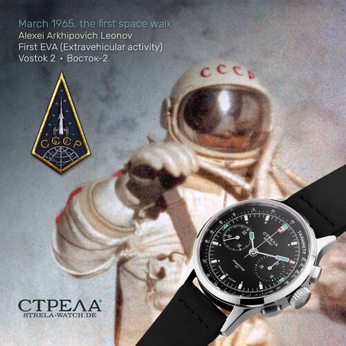 Strela Cronografo Automatico Gabbiano ST1940 Cosmo Weltraumuhr Cosmonauti Uhr