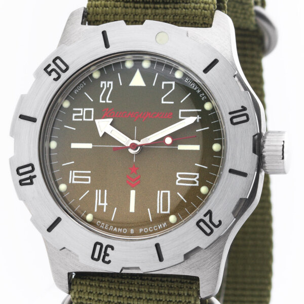 VOSTOK Komandirskie Automatik 2431/350645 Military Uhr Russland 24 Stunden
