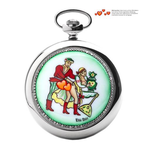 Orologio da Tasca 3602 Russo Meccanico Erotico Coppia di Innamorati Molnija Jl