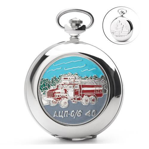 Pocket Watch Fire Brigade Heroes Molnija 3602 Russian Analog Watch Var4