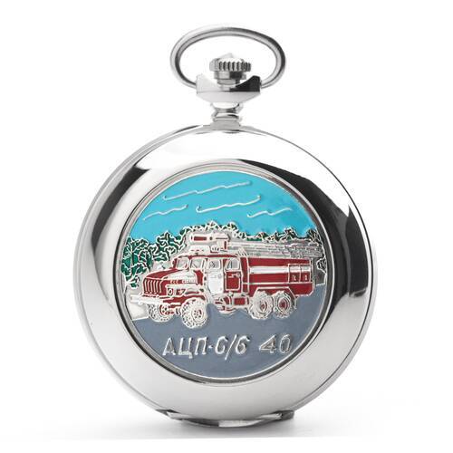 Pocket Watch Fire Brigade Heroes Molnija 3602 Russian Analog Watch Var4