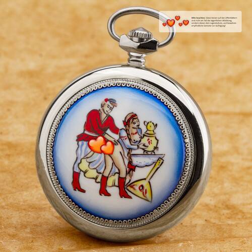 Pocket Watch 3602 Russian Analog Erotic Blue Watch Loving Couple Molnija Jl