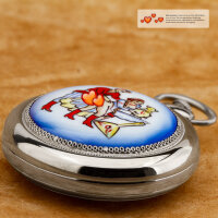 HANDBEMALT (!) Taschenuhr 3602 russische mechanische blau...