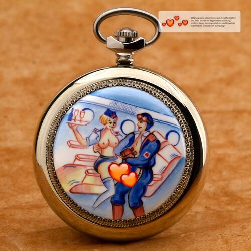 Erotic Pocket Watch Loving Couple Pilot Stewardess Analog Watch 3602 Molnija Jl