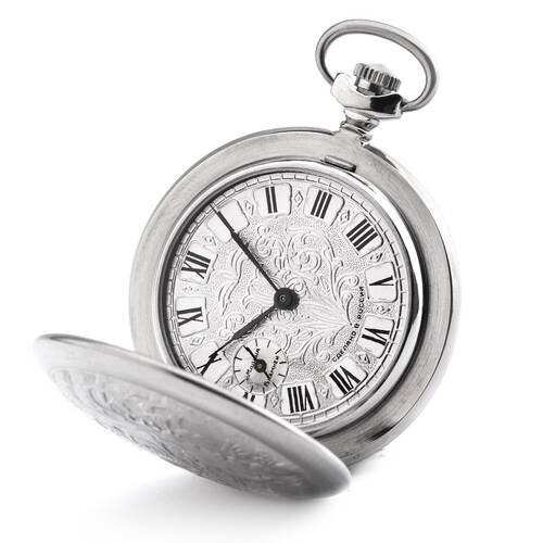 Hirsch Motif Russian Analog Molnija 3602 Pocket Watch Silver black Hand