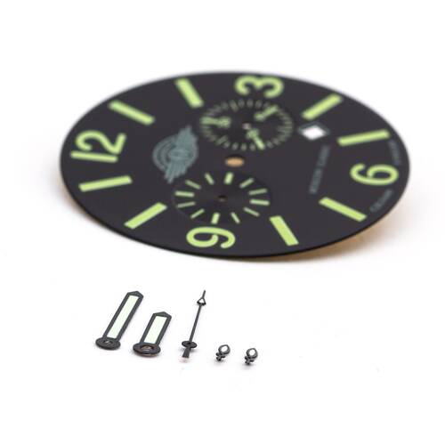 Orologio da Sub XXL Alloggiamento Quadrante Zeigerset Poljot 3133 31681 Acciaio Quadrante+Set di puntatori nero-verde