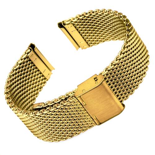 Milanaise Bracelet Watch Stainless Steel Silver Black Gold Rose Mesh Loop 20mm Glossy gold polished