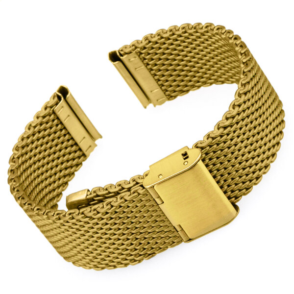 Milanaise Bracelet Watch Stainless Steel Silver Black Gold Rose Mesh Loop 0.87 inch Gold brushed matt