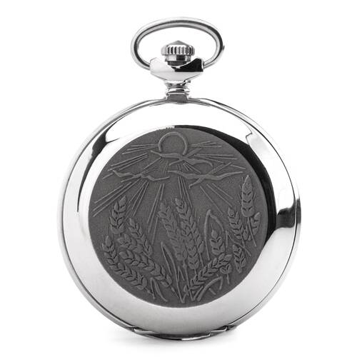 MOLNIJA 3602 Taschenuhr DORF Feld Motiv russisch mechnaisch Uhr bemalte Zifferblatt