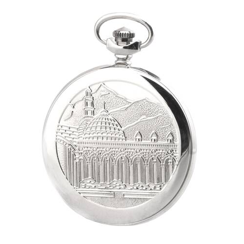 Taschenuhr MEKKA Zifferblatt weiss - Rckdeckel silber