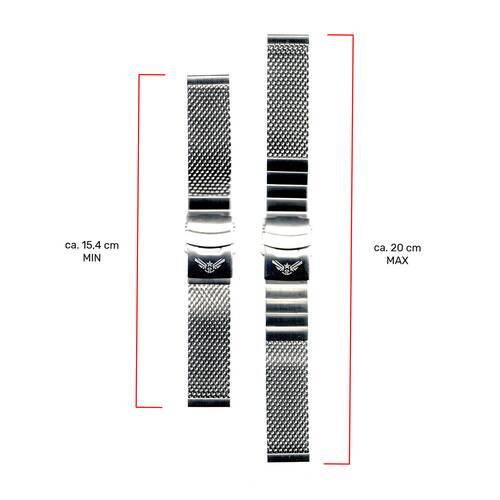 MILANAISE MESH BERLANG (!) Uhrenarmband 20 22 24 Edelstahl massiv poliert matt schwarz