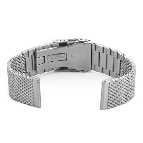 MILANAISE MESH BERLANG (!) Uhrenarmband 20 22 24 Edelstahl massiv poliert matt schwarz