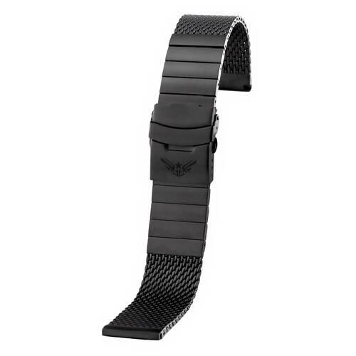 MILANAISE MESH BERLANG (!) Uhrenarmband 20 22 24 Edelstahl massiv poliert matt schwarz
