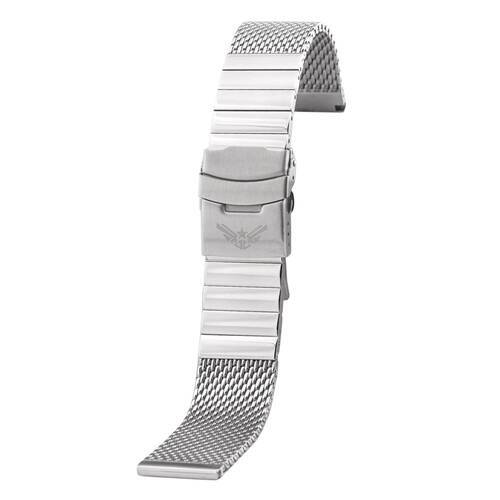 MILANAISE MESH BERLANG (!) Uhrenarmband 20 22 24 Edelstahl massiv poliert matt schwarz