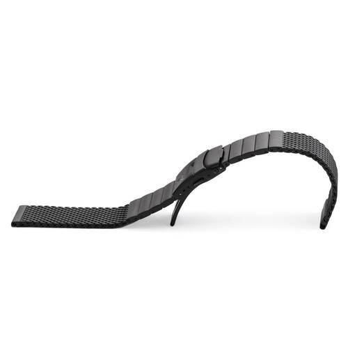 MILANAISE MESH BERLANG (!) Uhrenarmband 20 22 24 Edelstahl massiv poliert matt schwarz