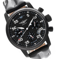 PILOT BERKUT Chronograph Poljot 31681 russische mechanische Uhr Saphirglas black
