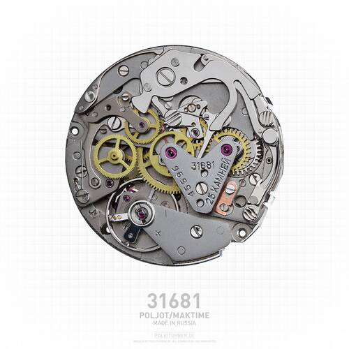 PILOT BERKUT Chronograph Poljot 31681 Saphirglas russische mechanische Uhr silber