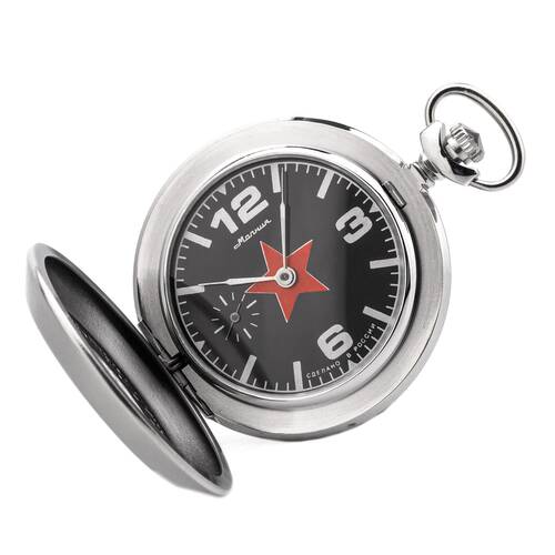 Taschenuhr Zhukov poliert WW2 MOLNIJA 3602 russische mechanische Uhr schwarz Stern