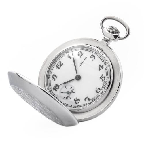 Taschenuhr Florales Ornament MOLNIJA 3602 russische mechanische Uhr Floral 2 Zifferblatt V