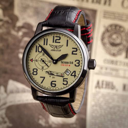 AVIATOR GASTELLO Poljot 3105/1734388 Fliegeruhr WW2 russische mechanische Uhr
