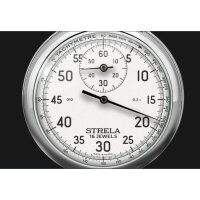 STRELA Stoppuhr ST55WS mechanische Additionsstopp Uhr zum aufaddieren mit 2 Kronen und Tachymeter Skala