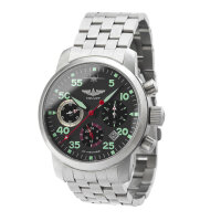 PILOT BERKUT Chronograph Poljot 31681 Saphirglas russische mechanische Uhr silber