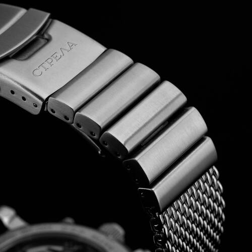 STRELA Milanaise Mesh Uhrenarmband - Geflecht & Glieder poliertt 22 mm