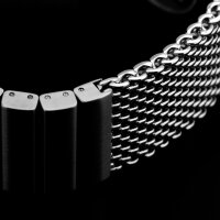 STRELA Milanaise Mesh Uhrenarmband - Geflecht & Glieder poliertt 22 mm