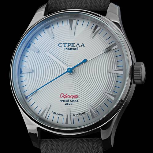 Strela 1965 Watch Poljot 2609H Hand Wound Cosmos, Tribute, Officer, Blue Sky OFFICER  1965OF40