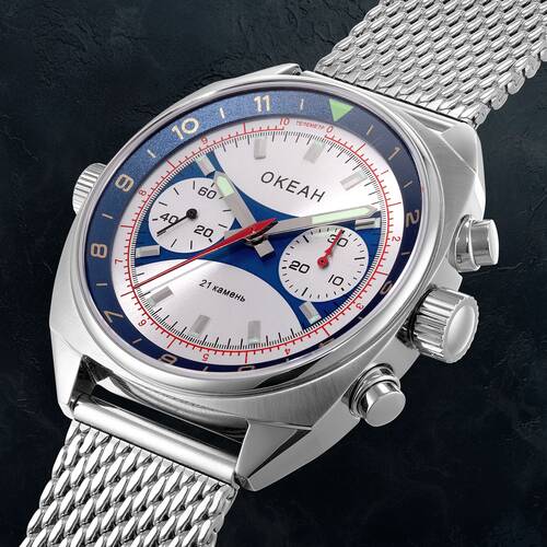 OKEAH ST1901 Okean Chronograph Militr Chronograph CCCP Neuauflage Schaltrad