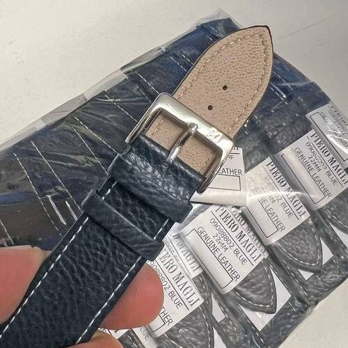 Uhrenarmband Echtes Leder Genarbt schwarz, braun, blau 20 22 24 mm Piero Magli