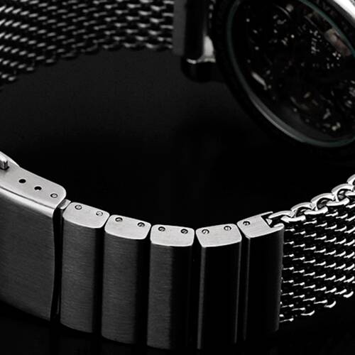 24 · Milanaise Wrist Watch Band Shiny Polished Mesh Extra Solid Stainless Steel