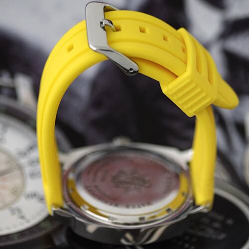 Caoutchouc Bracelet Montre Plongeant Jaune 24 MM Silicone Souple Plongée Gros 1A