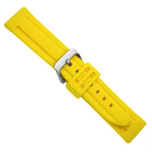 KAUTSCHUKBAND Uhrenband Armband 24mm Taucher gelb wasserfest Dornschließe