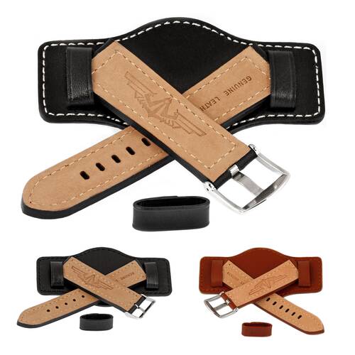 0 25/32in Band Replacement Watchband 3teilig Leather Thick Underlay Strap