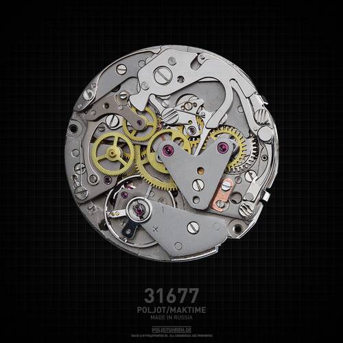 Poljot Chronograph 31677 MAKTIME Wochentagkalender russische mechanische Uhr 