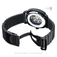22 24·Milanaise Watchband Black Mesh Extra Solid Band Stainless Steel Watch