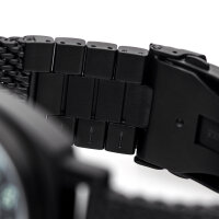 22 24·Milanaise Watchband Black Mesh Extra Solid Band Stainless Steel Watch