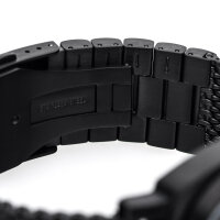 22 24·Milanaise Watchband Black Mesh Extra Solid Band Stainless Steel Watch