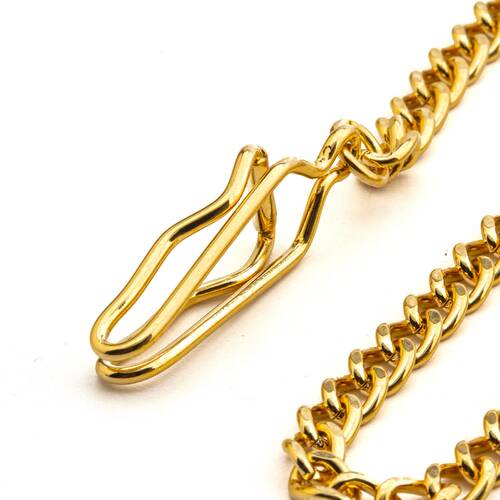 Pocket Watch Chain Gold Carabiner And Clamp New