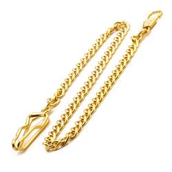 Pocket Watch Chain Gold Carabiner And Clamp New