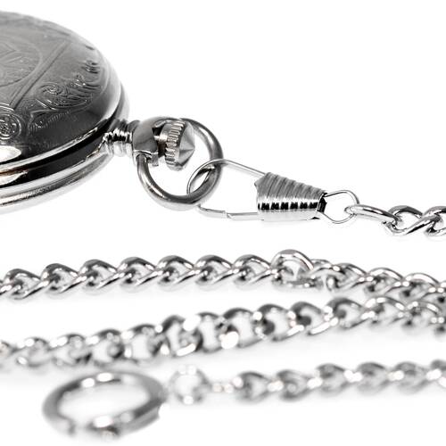 Pocket Watch Chain Silver Carabiner And Spring Ring New
