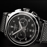 PAM Poljot 3133 Big 44,7mm Russian Pilot mechanischer Chronograph Herrenuhr Milanaise
