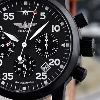 Pilot Berkut Chronograph Poljot 31681 Russian Analog Watch Sapphire Glass Black