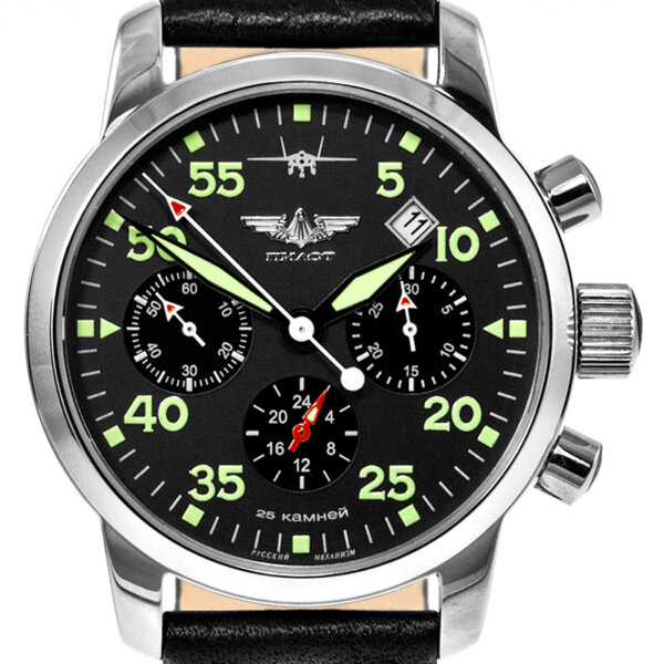 PILOT BERKUT Chronograph Poljot 31681 russische mechanische Uhr Saphirglas