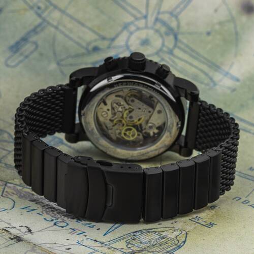PILOT P-SPORTS 43.F 31681 russische mechanische Uhr Chronograph Milanaise