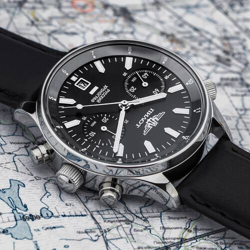 Poljot 3133 Civil Chronograph Mechanical Mens Watch Pilot Hand Wound Russia